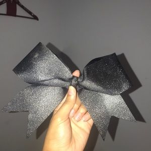 Black with silver spray cheer bow